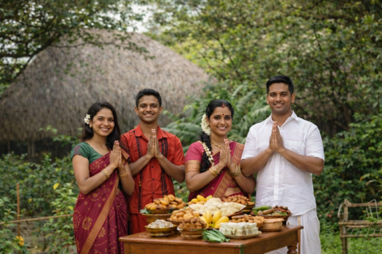 Sinhala and Tamil New Year celebration in sri lanaka with family